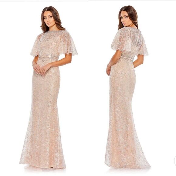 Mac Duggal Butterfly Sleeve Trumpet Evening Gown Dress Pink Sz 4 $598 prom bride - Picture 1 of 11
